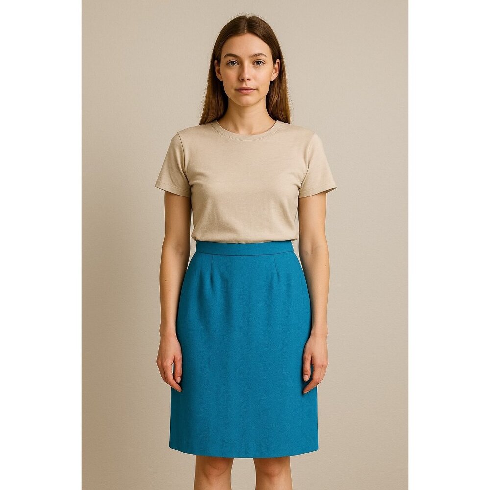 Porsha Petite Vintage Lined Skirt Blue Size 6P Women's USA